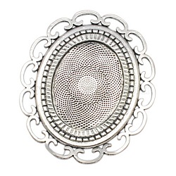 Oval Alloy Cabochon Settings, DIY Material for Hair Accessories, Nickel Free, Antique Silver, Tray: 40x30mm, 68x59x2mm.(PALLOY-A15632-AS-NF)