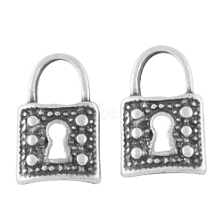 Alloy Pendants, Cadmium Free & Lead Free, Padlock, Antique Silver, 13x8x2mm, Hole: 2mm(PALLOY-A18537-AS-LF)