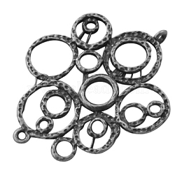 Alloy Chandelier Components, Flower, Cadmium Free & Nickel Free & Lead Free, Antique Silver, 34x27x2mm, Hole: 1.5mm(PALLOY-EA10973Y-AS-NF)