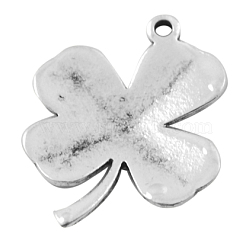 Tibetan Style Alloy Pendants, Cadmium Free & Nickel Free & Lead Free, Clover, Antique Silver, 25x20x1.5mm, Hole: 1.5mm(PALLOY-EA11612Y-AS-NF)