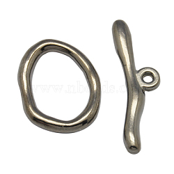 Alloy Toggle Clasps, Cadmium Free & Nickel Free & Lead Free, Gunmetal, Size: Oval: about 16mm wide, 21mm long, 3mm thick, Bar: about 9mm wide, 29mm long, hole: 2mm(PALLOY-G014-B)