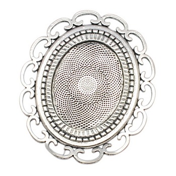 Oval Alloy Cabochon Settings, DIY Material for Hair Accessories, Nickel Free, Antique Silver, Tray: 40x30mm, 68x59x2mm.