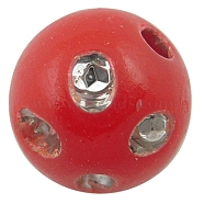 Opaque Acrylic Beads, Metal Enlaced, Round, Red, 8mm, Hole: 2mm, about 2300pcs/500g(PB21P9481C04)