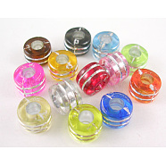 Metal Enlaced Acrylic Beads, Column, Mixed Color, 9x6mm, Hole: 3.5mm, about 1700pcs/500g(PB22P9378)