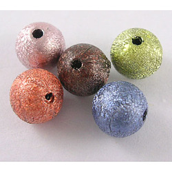 Spray Painted Acrylic Beads, Matte Style, Round, Mixed Color, Size: about 10mm  in diameter, hole: 2mm, about 1050pcs/500g(PB24P9285)