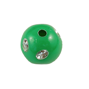 Opaque Acrylic Beads, Metal Enlaced, Round, Spring Green, 8mm, Hole: 2mm, about 2300pcs/500g