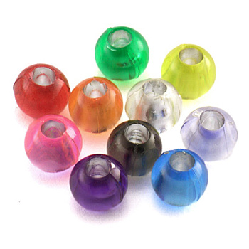 Transparent Acrylic Round Beads, Mixed Color, 8mm, Hole: 3.5mm, about 2400pcs/500g