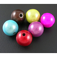 Spray Painted Acrylic Beads, Miracle Beads, Bead in Bead, Round, Mixed Color, 18mm, Hole: 2mm, about 170pcs/500g(PB9289)