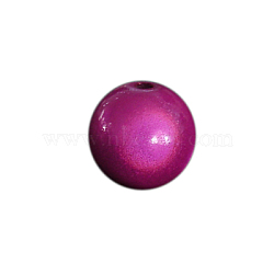 Spray Painted Acrylic Beads, Miracle Beads, Bead in Bead, Round, Fuchsia, 14mm, Hole: 2mm, about 330pcs/500g(PB9287-4)