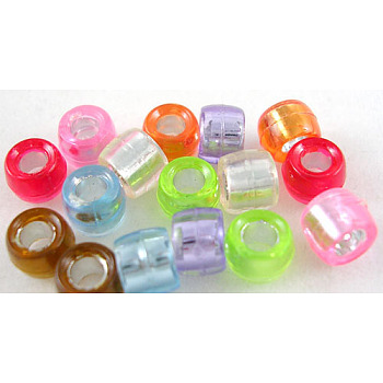 Transparent Acrylic Beads, Drum, Mixed Color, 6x5x6mm, Hole: 2.5mm, about 5800pcs/500g