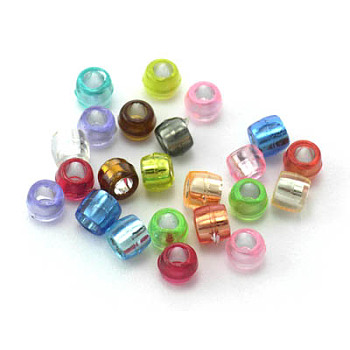 Acrylic Beads, Column, Mixed Color, Size: about 4mm in diameter, hole: 2mm, about 14500/500g