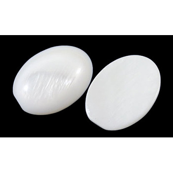 White Cabochon, Freshwater Shell Beads, Oval, 20mm long, 15mm wide, 2.5~3.5mm thick