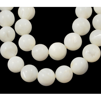 Natural White Shell Beads Strands, Mother of Pearl Shell Beads, Round, White, 3mm, Hole: 0.8mm