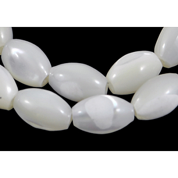 Natural Trochid Shell/Trochus Shell Beads Strands, Rice, Seashell Color, about 7mm long, 4mm thick, hole: 0.5mm, 59pcs/Strand