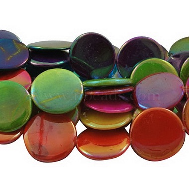 20mm Mixed Color Flat Round Freshwater Shell Beads