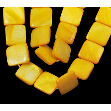 12mm Yellow Square Freshwater Shell Beads