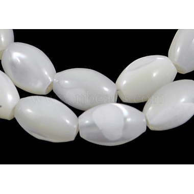 7mm White Oval White Shell Beads