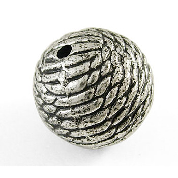Antique Acrylic Beads, Ball, Antique Silver Plated Color, 20mm in diameter, 20mm thick, hole: 3mm, 120pcs/500g