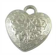 CCB Plastic Pendants, Heart, Nickel Color, about 20mm long, 18mm wide, 6mm thick, hole: 3mm(PCCBH-233Y)