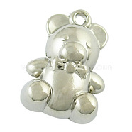 CCB Plastic Pendants, Bear, Nickel Color, about 31mm long, 21.5mm wide, 14mm thick, hole: 2.5mm(PCCBH-267Y)
