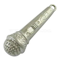 CCB Plastic Pendants, Microphone, Nickel Color, about 11mm in diameter, 35.5mm thick, hole: 2.5mm(PCCBH-67Y)