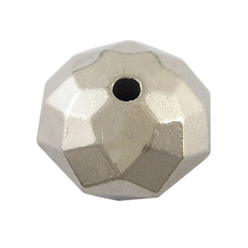 CCB Plastic Beads, Faceted, Rondelle, Antique Silver Color, about 12mm long, 11mm wide, 7mm thick, hole: 2mm, about 500pcs/bag