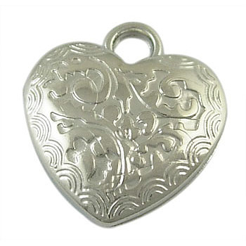 CCB Plastic Pendants, Heart, Nickel Color, about 20mm long, 18mm wide, 6mm thick, hole: 3mm