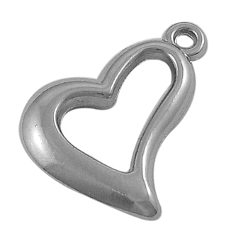 CCB Plastic Pendants, Heart, Antique Silver Color, 22mm long, 17mm wide, 3mm thick, hole: 2mm