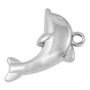 CCB Plastic Pendants, Dolphin, Nickel Color, about 24mm long, 16mm wide, 5mm thick, hole: 2mm