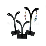 Black Pedestal Display Stand, Jewelry Display Rack, Earring Tree Stand, Black, 5.8~7x8.5~14.5cm, 3 Stands/Set(PCT038-3)
