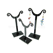 Black Pedestal Display Stand, Jewelry Display Rack, Earring Tree Stand, about 6.8cm wide, 9~12.5cm long. 3 Stands/Set(PCT042)