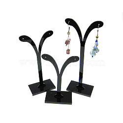 Black Pedestal Display Stand, Jewelry Display Rack, Earring Tree Stand, Black, 5.8~7x8.5~14.5cm, 3 Stands/Set(PCT038-3)