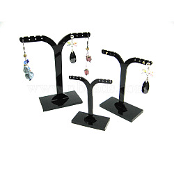 Black Pedestal Display Stand, Jewelry Display Rack, Earring Tree Stand, about 6.3~9.3cm wide, 6.3~10.5cm long. 3 Stands/Set(PCT039-2)