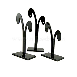 Plastic Earring Display Stand, Jewelry Display Rack, Jewelry Tree Stand, Black, about 4.9~5.2cm wide, 8.8~12.4cm long, 3 stands/set(PCT075)