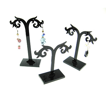 Black Pedestal Display Stand, Jewelry Display Rack, Earring Tree Stand, about 8cm wide, 8~12cm long. 3 Stands/Set