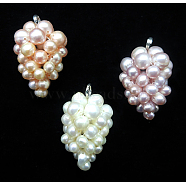 Natural Cultured Freshwater Pearl Pendants, Grape, Mixed Color, Size: about 18~20mm wide, 30~31mm long, hole: 2mm(PEAR-H018)