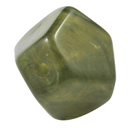 Acrylic Beads, Imitation Gemstone, Faceted, Olive, about 20mm long, 22.5mm wide, 21mm thick, hole: 3mm, about 90pcs/500g(PGB048Y-1)