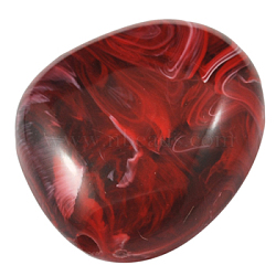 Acrylic Beads, Imitation Gemstone, Dark Red, about 30mm long, 25mm wide, 11mm thick, hole: 3mm, about 92pcs/500g(PGB045Y-1)