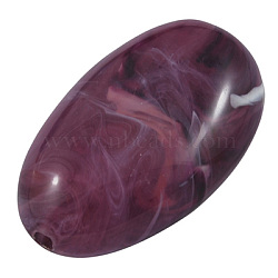 Acrylic Beads, Imitation Gemstone Style, Oval, Purple, 30mm long, 19mm wide, 12mm thick, hole: 2.5mm, about 125pcs/500g(PGB274Y-2)