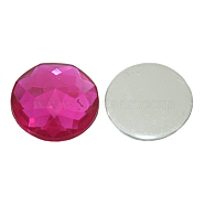 Acrylic Rhinestone Flat Back Cabochons, Faceted, Half Round, DeepVioletRed, about 16mm in diameter, 5mm thick(PGO-16mm15)
