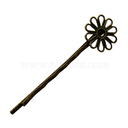 Iron Hair Bobby Pin Findings, Flower, Antique Bronze Color, 2x59x2mm(PHAR-Q031-AB)