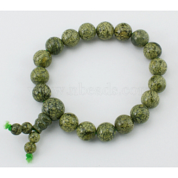 Mala Bead Bracelet, Natural Serpentine, about 6cm inner diameter, Beads: about 10mm in diameter(PJBR003C1)