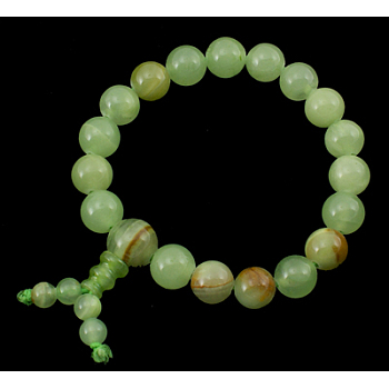 Mala Bead Bracelet, Natural Jade, about 6cm inner diameter, Beads: about 10mm in diameter