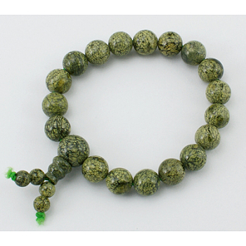 Mala Bead Bracelet, Natural Serpentine, about 6cm inner diameter, Beads: about 10mm in diameter