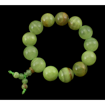 Buddha Mala Beads Bracelet, Round Natural Jade Bracelet, about 6.5cm inner diameter, Beads: about 16mm in diameter