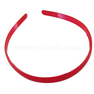 Plain Plastic Hair Band Findings, with Teeth, Red, 8mm wide(PJH103Y-6)