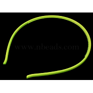 Plain Acrylic Hair Band Findings, with Teeth, Yellow Green, 105mm, 4mm wide, 12pcs/bag(PJH813Y-3)