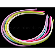 Plain Acrylic Hair Band Findings, with Teeth, Mixed Color, 105mm, 4mm wide, 12pcs/bag(PJH813Y)
