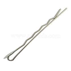 Iron Hair Bobby Pin Findings, Silver Color Plated, about 51.5x8x4.5mm(PJH379Y)