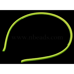 Plain Acrylic Hair Band Findings, with Teeth, Yellow Green, 105mm, 4mm wide, 12pcs/bag(PJH813Y-3)